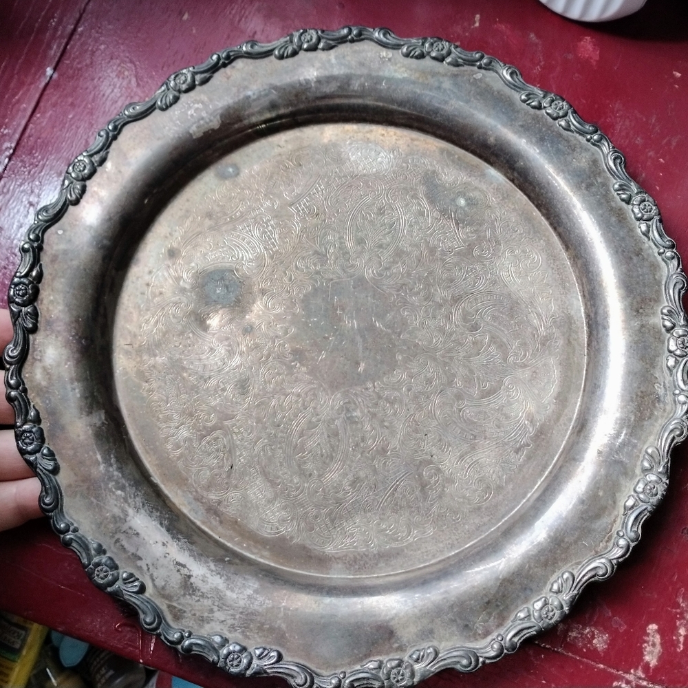 Vintage Etched Silverplate Tray
